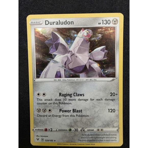 Pokemon Other - Duraludon V Pokemon Card 129/185 Basic HP 130 Sword Shield Holo